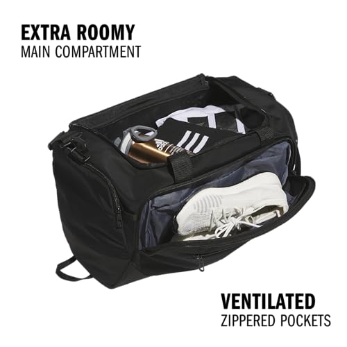 adidas Defender 5 Duffel Bag for Sports, Gym and Travel, Black/Silver Metallic, OSFA | Premium Duffle, Sports, Gym, Travel - color: Black/Silver Metallic, style: Small (42l)
