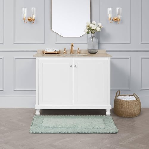 Laura Ashley Ruffle Border Aqua 27"x 45" 100% Cotton Bath Rug - color: Aqua, size: 2'3" x 3'9" (Rectangular)