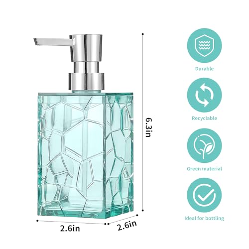 YAUKPH 2 Pack Teal Blue Rust Proof Soap Dispenser | Acrylic material for bathroom and kitchen countertops - color: 2 Pack Turquoise
