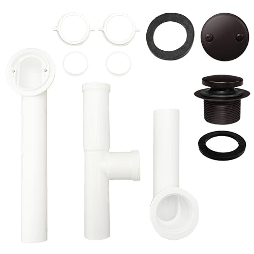 Westbrass A593244-12 14" x 1-1/2" White Tubular Bathtub Waste & Overflow Assembly with Tip-Toe Drain Plug and 2-Hole Faceplate, Oil Rubbed Bronze - color: Oil Rubbed Bronze, size: 1 Pack