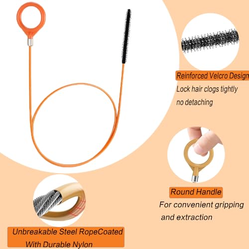 35 Inch Drain Snake Hair Drain Clog Remover Tool, Anti-Break Steel Sink Snake Drain Hair Removal Tool for Bathroom Sink Tub Shower Pipe Drain