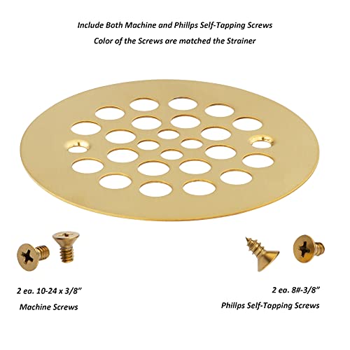 Artiwell 4-1/4“ Shower Strainer Drain Trim Set, Screw-in Shower Strainer Drain Cover, Plastic-Oddities Style Replacement Strainer Grid,Machine & Self-Tapping Screws Included (Brushed Gold) - color: Brushed Gold