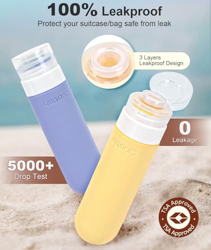 Quatish Travel Bottles for Toiletries 6 Pack, Original Patented Leakproof 3 oz Tsa Approved Travel Size Containers, BPA Free Silicone Shampoo and Conditioner Bottles, Camping Essentials - color: Multicolor