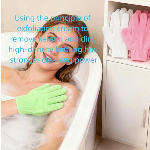 4 Pairs Exfoliating Bath Gloves, Nylon Double Sided Exfoliating Gloves for Beauty, Spa, Massage, Skin Shower, Body Scrubber Bathing Accessories