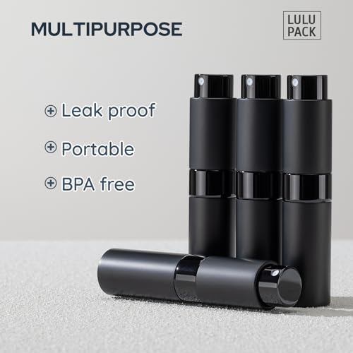 Lulupack Travel Perfume Bottle Refillable - Cologne Spray Atomizer Mini - Small Travel Size Sprayer Empty for Refill Sample Container - Portable Fragrance Decant Dispenser for Men Women 8ml 4PCS Black - color: Black Series