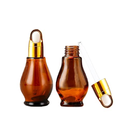 8 Pack 1oz Glass Dropper Bottles 30ml Amber Gourd Shaped Bottles with Dropper, Tincture Bottle,for Essential Oils, Hair Oil, Liquids, Perfume (Amber/Flower Basket Cap, 30ml) - color: Amber/Flower Basket Cap