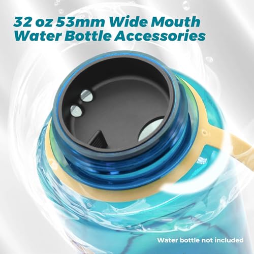 Splash Guards Compatible with 32 oz Wide Mouth Bottles with a 53 mm Inner Opening, Wide Mouth Water Bottle Accessories, Not for 16 oz or Narrow Mouth Bottles - color: Obsidian Black 2 Pack