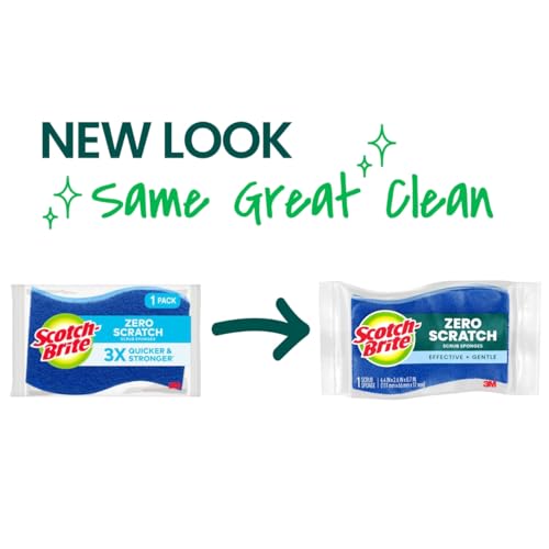 Scotch-Brite Zero Scratch Scrub Sponge, Kitchen Sponges for Cleaning Around the Home,Bathroom&More,Effective + Gentle Dish Scrubber,Best for Nonstick Pots and Pans,Safe on Most Surfaces (Pack of 45) - size: 45 Pack