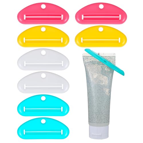 Bremorou 8 Pcs Toothpaste Squeezer Plastic Toothpaste Tube Squeezer Holder Clip Roller Tool for Bathroom Saving Facial Cleanser Creams Paint (Colorful)
