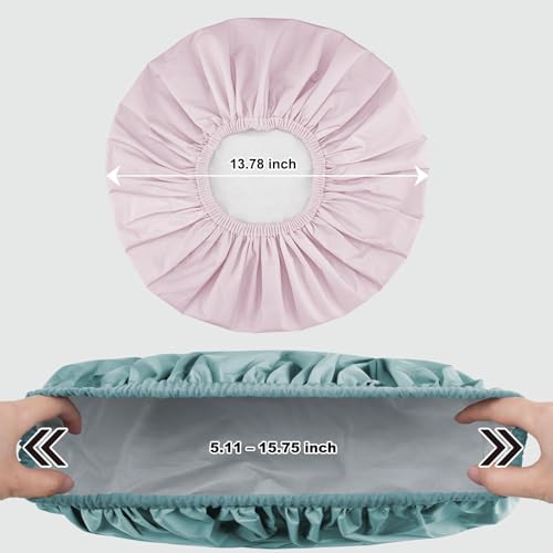 2 Pack Shower Caps for Women, Reusable Waterproof Shower Cap with Elastic Band, Thickened Waterproof Fabric Shower Bonnet for Braids, Long Hair - color: Mist Blue/Lavender
