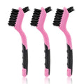 MAXMAN Small Cleaning Brush, Nylon Cleaning Brush 3-Pack, Hard Bristle Crevice Cleaning Brush, 7" Deep Clean Detailing Tools, Small Cleaning Brushes for Tight Spaces, Soft Nylon Bristles Brush, Pink - style: 3 PCS Nylon Bristles Pink