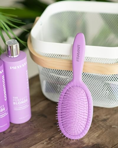 Framar Detangling Brush for Curly Hair – Hair Brushes for Women, Wet Hairbrush For Women, Hairbrushes, Purple Hair Brush Detangler, Reduces Breakage, Frizz and Static – Purple - color: Purple