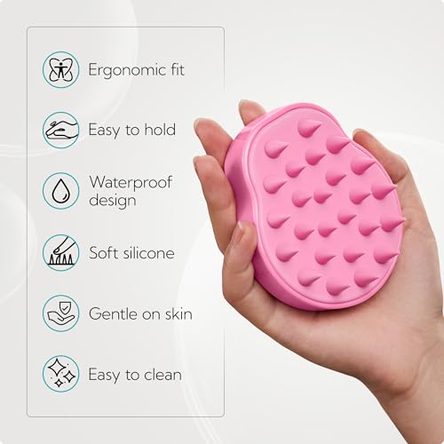 HEETA Hair Scalp Massager Shampoo Brush 2 Pack, Soft Silicone Bristles to Remove Dandruff, Waterproof Hair Scrubber for Both Wet Dry Use, Suitable for Men & Women (Green & Pink) - color: 01- Green & Pink