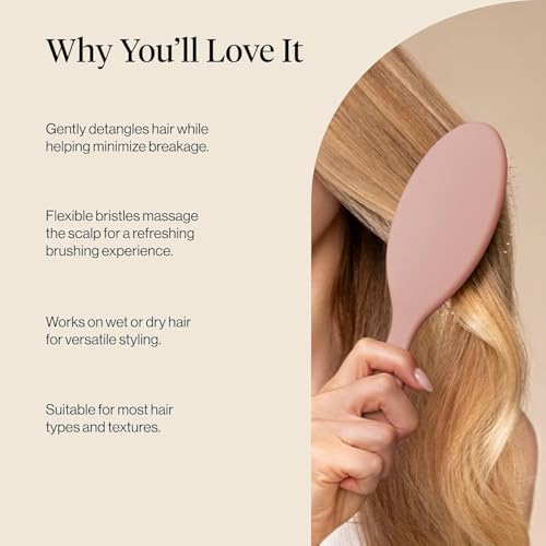 Kitsch Wet/Dry Hair Brush Detangler – Flexi Hair Brush for Women, Men & Kids | Detangling Brush for Curly Hair, Bounce Curl Defining Brush for Wet or Dry Strands - Terracotta - color: Terracotta