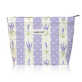 Wudygirl Floral Makeup Bag Travel Cosmetic Bag for Women Small Makeup Pouch with Zipper Cosmetic Pouch Handbag Aesthetic 8.3" x 5.9"(Purple Bellflower) - color: Purple Bellflower