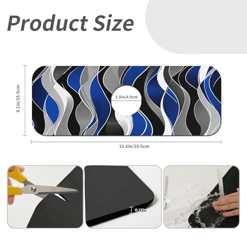 Faucet Fast Absorbent Pad - Modern Abstract Blue Grey Wave , Suitable For Kitchen, Bathroom, Island And Other Scenes - color: Modern Abstract Blue Grey Wave