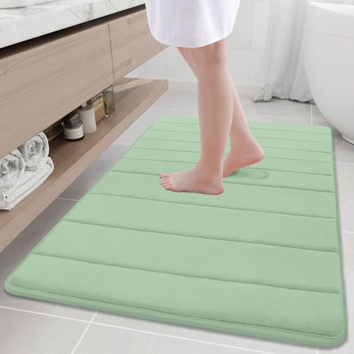 Buganda Memory Foam Bath Mat, 40" x 32", Ultra Soft Bathroom Rugs, Water Absorbent and Machine Washable Bath Rug Runner for Bathroom, Shower, and Tub, Sage Green - color: Sage Green, size: 40" X 32"