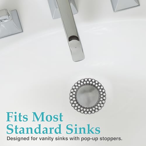Evriholder Vanity Sink Drain Savers, Secure Fit Hair Catchers Prevent Clogs in Bathroom, Disposable, 3.7-Inch, Gray and White, 12 Pack - size: 12 Count, style: Vanity Sink Savers
