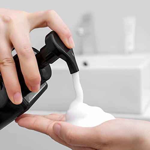 UUJOLY Foaming Soap Dispenser, 15oz Refillable Pump Bottle Plastic for Liquid Soap, Shampoo, Body Wash, 2 Pcs, Black - size: 2 Pack/15oz