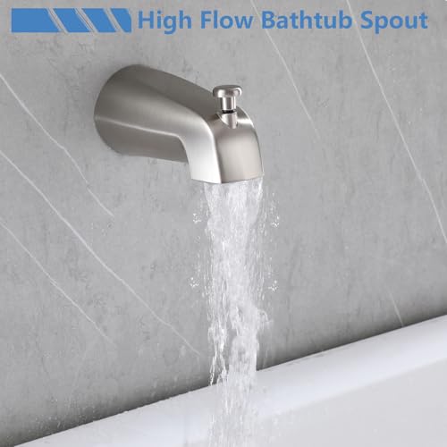 2 Handles Shower Faucet Set with Tub Spout Bathtub Shower Faucet Combo Set Shower System Complete Tub and Shower Trim Kit Wall Mounted Shower Fixtures Brushed Nickel - color: Brushed Nickel, style: 2 Handles