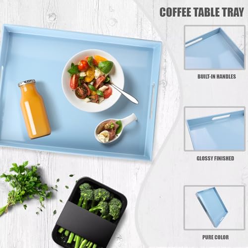 Spsyrine Serving Tray with Handles, Plastic Decorative Tray for Coffee Table, Living Room, Home Decor, 3040B - color: Multi B