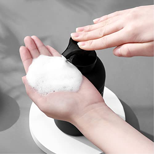 Foaming Hand Soap Dispenser Glass Jar Foam Dish Soap Dispenser for Bathroom and Kitchen Sink, Liquid Pump Bottle for Shampoo, Body Wash, Black, 2 Pack - color: Black