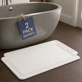Stone Bath Mat – Diatomaceous Earth Quick Drying Non-Slip Bathroom Mat – Absorbent Diatomite Shower Mat, Durable & Easy to Clean, Modern, 23.6" x 15.3" (2 Pack White - Linea) - color: White - Linea