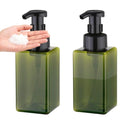 2Pcs Foaming Soap Dispenser, 450ml(16oz) Refillable Modern Square Pump Bottle for Shampoo, Body Wash, Liquid Soap, PETG Plastic Empty Soap Dispenser for Kitchen, Bathroom, Hospital (Green) - color: Green