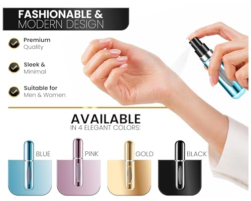 4 Pcs Refillable Perfume Atomizer, Travel Perfume Bottle Refillable and Leak-Proof, Portable Empty Cologne Atomizer, Mini Refillable Perfume Bottle for Pocket, Easy to Refill Decant Sprayer (8 ml) - size: 8 ml