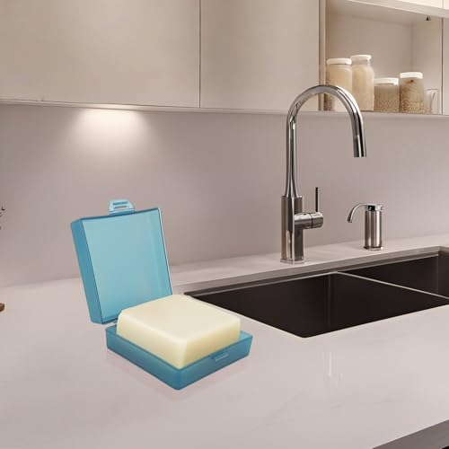 Square Soap Dishes Holder for Shower Travel Container with Lid Lightweight Waterproof Soapbox for Dr. Squatch Men's Bar for Traveling Toiletry Gym Bathroom (Light blue) - color: Light blue