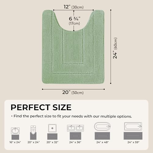GRANNY SAYS Toilet Rugs U Shaped Washable Non Slip, Toilet Mats for Bathroom Soft Plush Shaggy Absorbent, Microfiber Bath Mats for Bathroom Toilets Cute Decor, 20" x 24", Green - color: Green, size: 1'8" x 2' (U-Shaped 20" x 24")