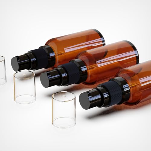 12Pack 1oz Amber Glass Pump Bottles, 30ml with Black Pump, Empty Refillable Travel Small Container For Lotion Cream Essentil Oil Shampoo (1oz) - size: 1oz Amber Glass