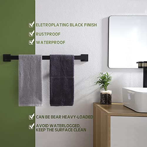 KOKOSIRI 24-Inch Single Towel Bar, Bathroom Kitchen Towel Holder, Wall Mounted SUS304 Stainless Steel Towel Rack, Matte Black, B4003BK-L24 - color: Matte Black, size: 24-Inch