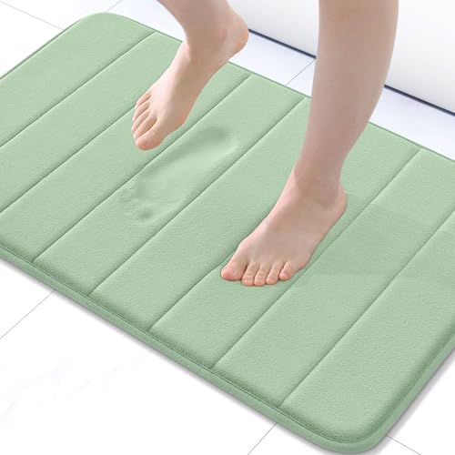 Buganda Memory Foam Bath Mat, 24" x 16", Ultra Soft Bathroom Rugs, Water Absorbent and Machine Washable Bath Rug for Bathroom, Shower, and Tub, Sage Green - color: Sage Green, size: 24" X 16"