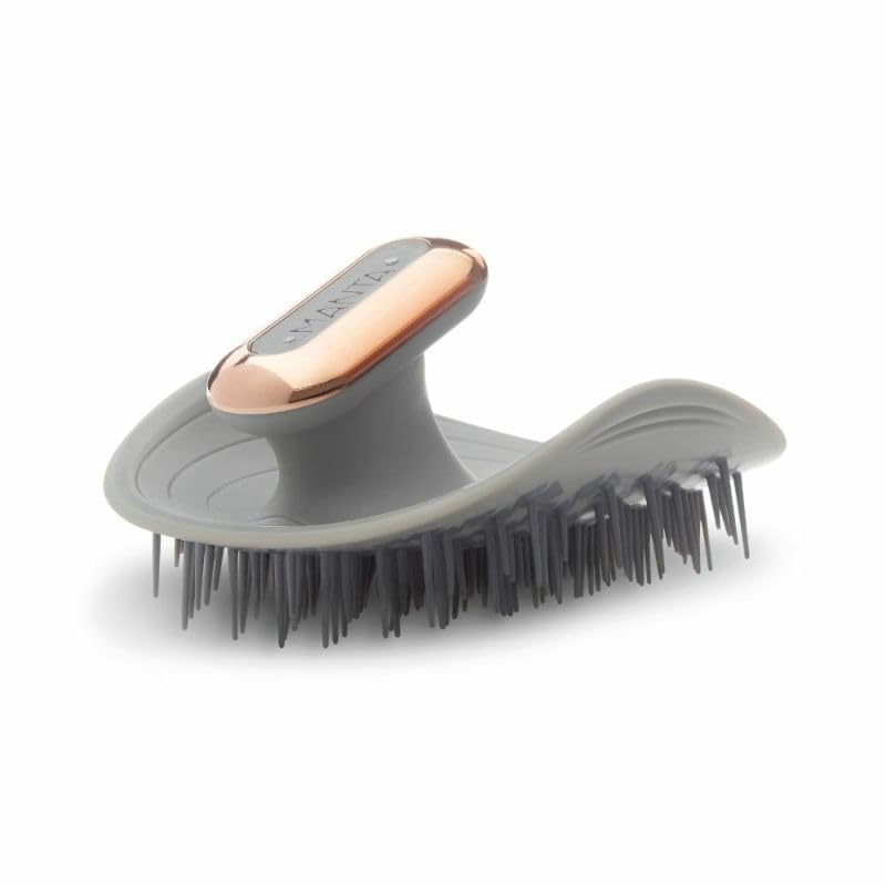 MANTA Pulse Electric Scalp Massage Brush – Wet Exfoliating Scalp Massager, Shampoo Brush for Hair Growth with Shower Holder, Grey