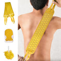 3 Pcs Exfoliating Bath Set with Back Scrubber Strap Shower Glove and Loofah Sponge for Deep Body Cleaning and Full Body Exfoliation(Yellow) - color: Yellow