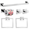 TQKAG 6-Piece Bathroom Towel Bar Sets Polished Chrome 23.6 inch Towel Bar Stainless Steel Towel Ring Coat Hook and Toilet Paper Holder Bathroom Hardware Set Wall Mounted Bathroom Accessories Kit - color: Polished Chrome, size: 6-Pieces Set-A