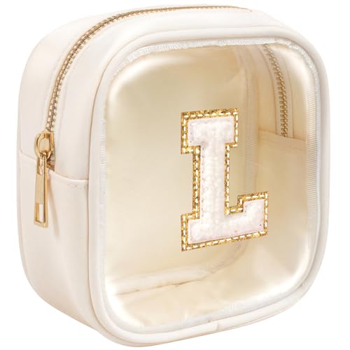 KOTORA Preppy Stuff Cute Cosmetic Bag Travel Bag - Large Makeup Bag Make Up Bag Cosmetic Bag Personalized Daughter Sister Gifts for Women Her Bridesmaid Gift Preppy Makeup Bag Tween Girls Gifts - color: Beige, style: L