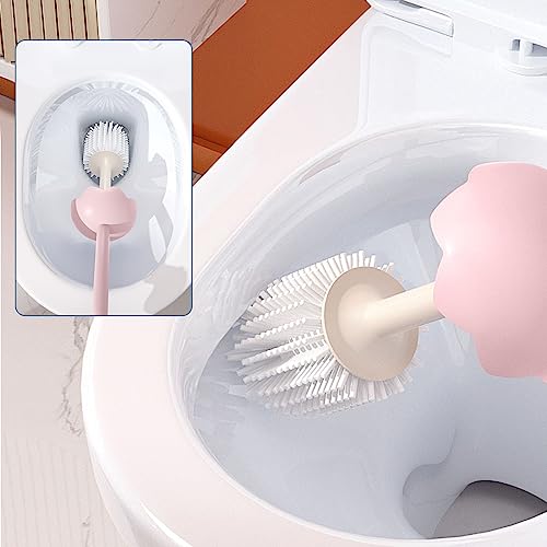 Dinosaur Shape Toilet Brush, Cute, Compact, 1-Pack, Pink, TPR Bristles - color: Pink