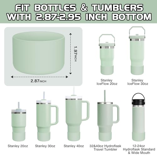 WUQID Silicone Boot Sleeve Compatible with Hydro Flask Travel Tumbler with Handle 32oz&40oz and 12-24oz Hydroflask Bottle & Stanley 20 30 40oz Tumbler, Fit 2.83-2.95in Bottom, Anti-Slip Bottle Cover - color: Mist