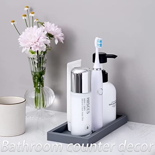 Silicone Bathroom Vanity Tray Dish Soap Holder Sink Organizer, Grey | Small, Thickened Silicone, Easy to Clean, Waterproof, Non-Slip, for Countertop, Kitchen, Bedroom, Dresser - color: Gray, size: 7.9" x 4.0"