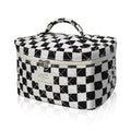 Gosect Large Makeup Bag, Cute Cosmetic Bag for Women Girls, Floral Coquette Aesthetic Toiletry Bag, Travel Make Up Organizer Bag (Black Checkered) - color: 079Black Checkered