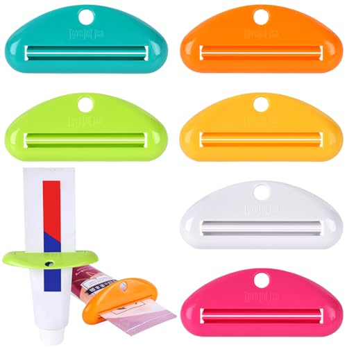 LOVEINUSA 6 PCS Toothpaste Tube Squeezer Dispenser, Tooth Paste Roller | Squeezer Holder for Saving Toothpaste Facial, Cleanser Creams, Multicolor - color: 6pcs