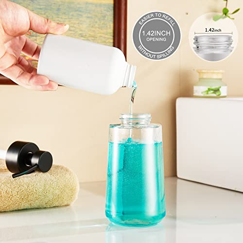 Soap Dispenser, Clear Glass Soap Dispenser with Rust Proof Pump, 16oz Liquid Soap Pump with Waterproof Labels, Dish & Hand Soap for Bathroom, Kitchen, Matte Black, Pack of 2 - color: Matte Black