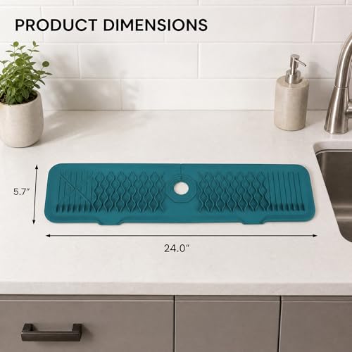 Longer Faucet Mat for Kitchen Sink Splash Guard, Kitchen Sink Mat, Kitchen Sink Splash Guard, Kitchen Sink Area Behind Faucet Mat 24*5.7inch Green - color: Green, size: 24" x 5.7"