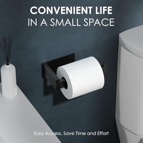 Auxmir Adhesive Toilet Paper Holder, No Drilling Toilet Roll Holder Wall Mount, Premium Thicken SUS304 Stainless Steel, Rustproof Toilet Tissue Holder for Bathroom Kitchen Washroom RV, Black(2 Pack) - color: Toilet Paper Holder-black (2 Pack)
