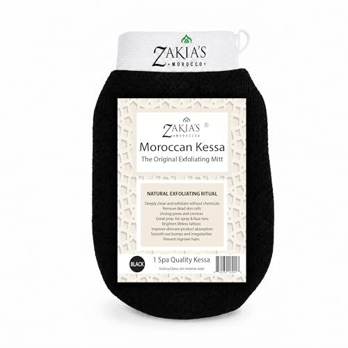 Original Kessa Exfoliating Glove - Charcoal Black - Microdermabrasion At Home Exfoliating Mits, Removes unwanted dead skin, dirt and grime and Keratosis Pilaris. Great for spray tan removal. (1 Unit) | Microdermabrasion, Removes dead skin, dirt and grime,