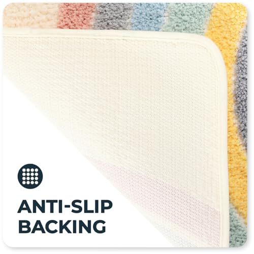 Cute Toilet Rug U Shaped, Microfiber Bathroom Toilet Rugs Non Slip Bath Mat Toliet Rug Machine Washable Absorbent Bathroom Rugs 20 x 22 Inches, Rainbow - color: Rainbow