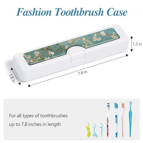 Toothbrush Travel Case - Colorful Pattern, Holder and Covers for Toothbrushes, Includes Tongue Scraper Case - color: Green Tree, size: Small