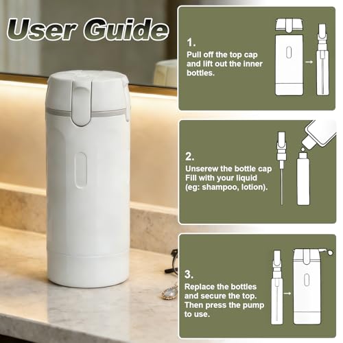 4 in 1 Travel Pump Dispenser Bottle, 30ML 4 Pack Leak-Proof Pump Containers with Measurement Scale & Label Stickers, Portable Bottles for Toiletries, Shower & Travel Use (Green)